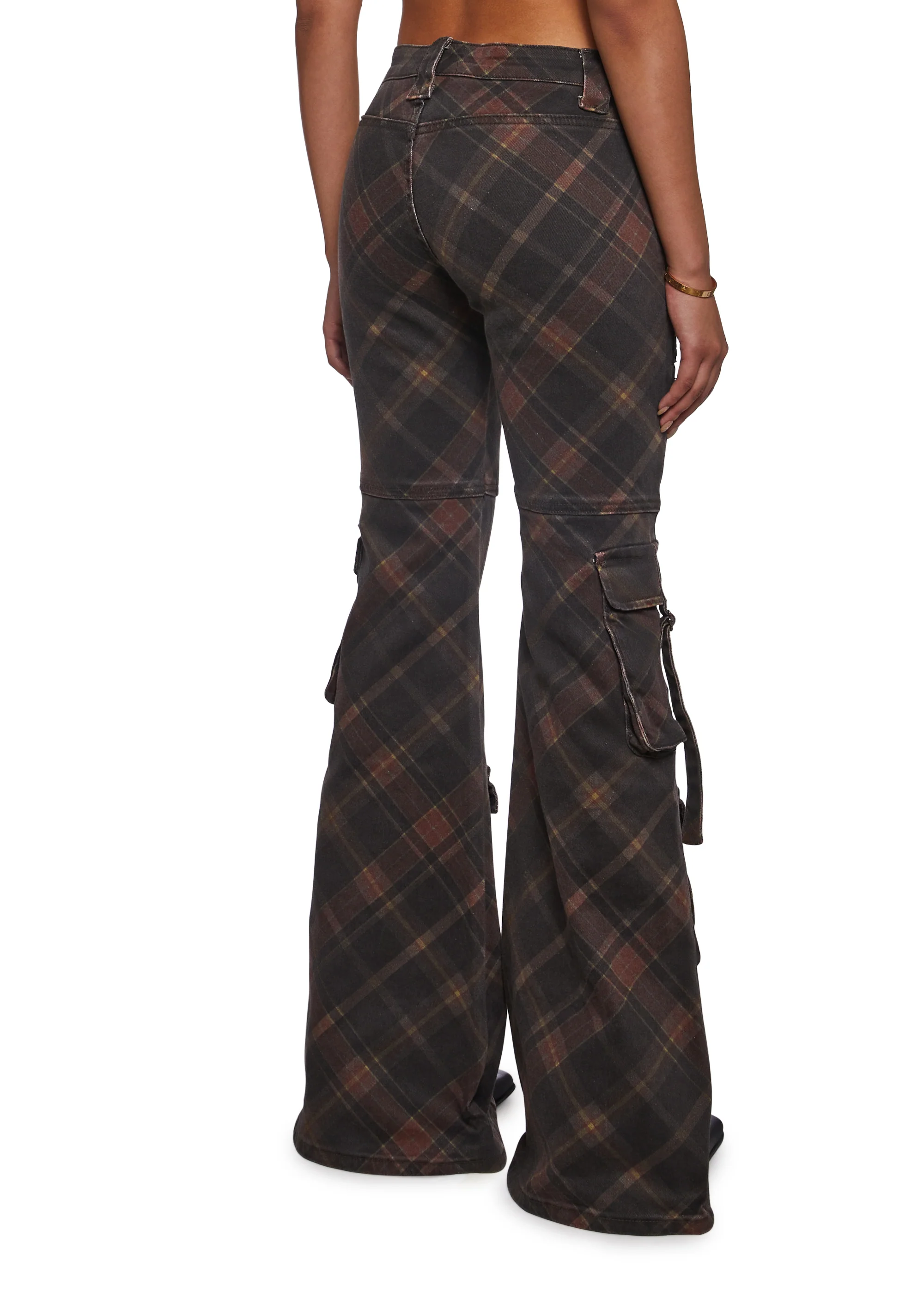 Aurora Cargo Jeans - Dark Plaid - Image 4