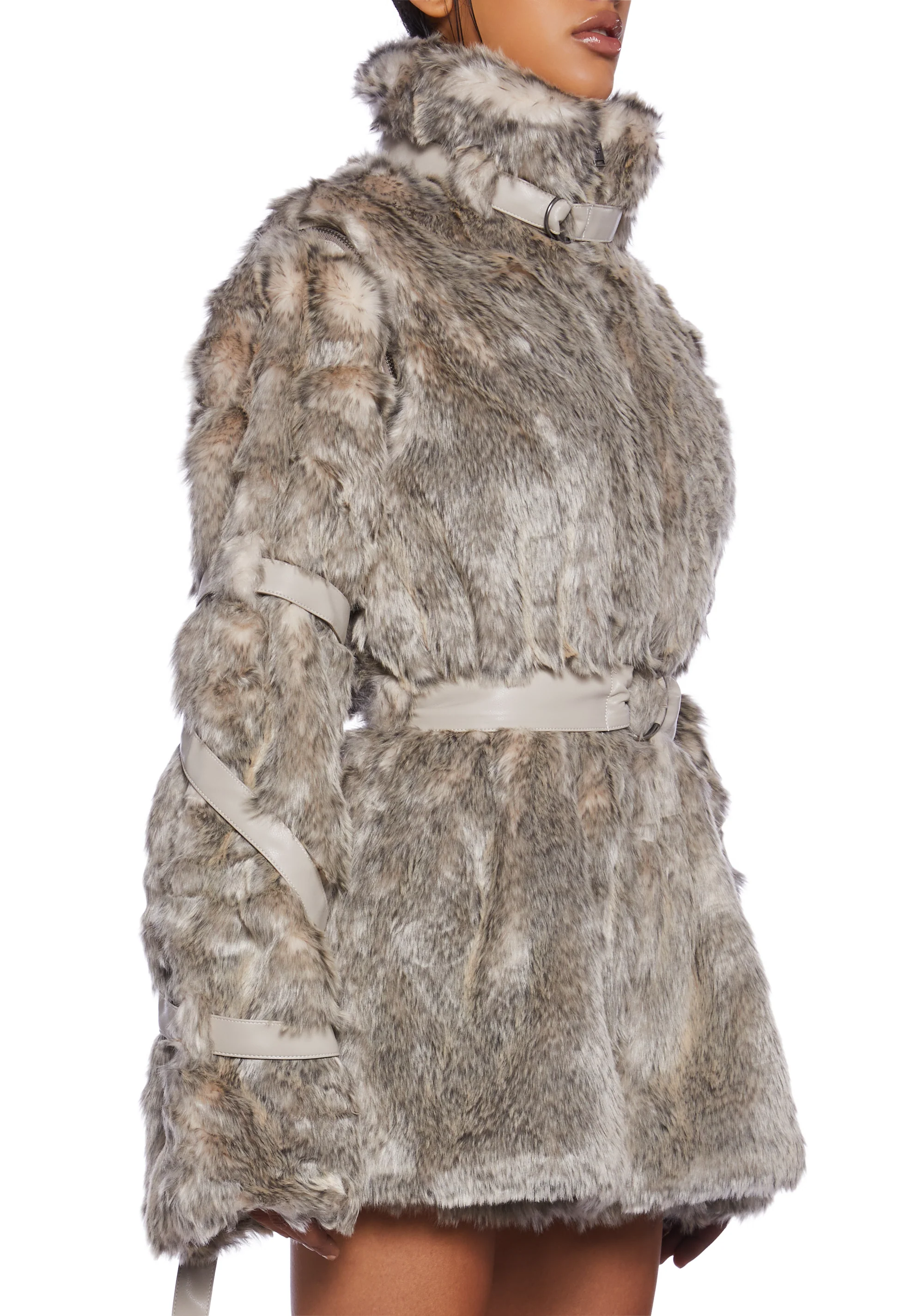 Chamber Faux Fur Jacket With Removable Sleeves - Light Brown - Image 5