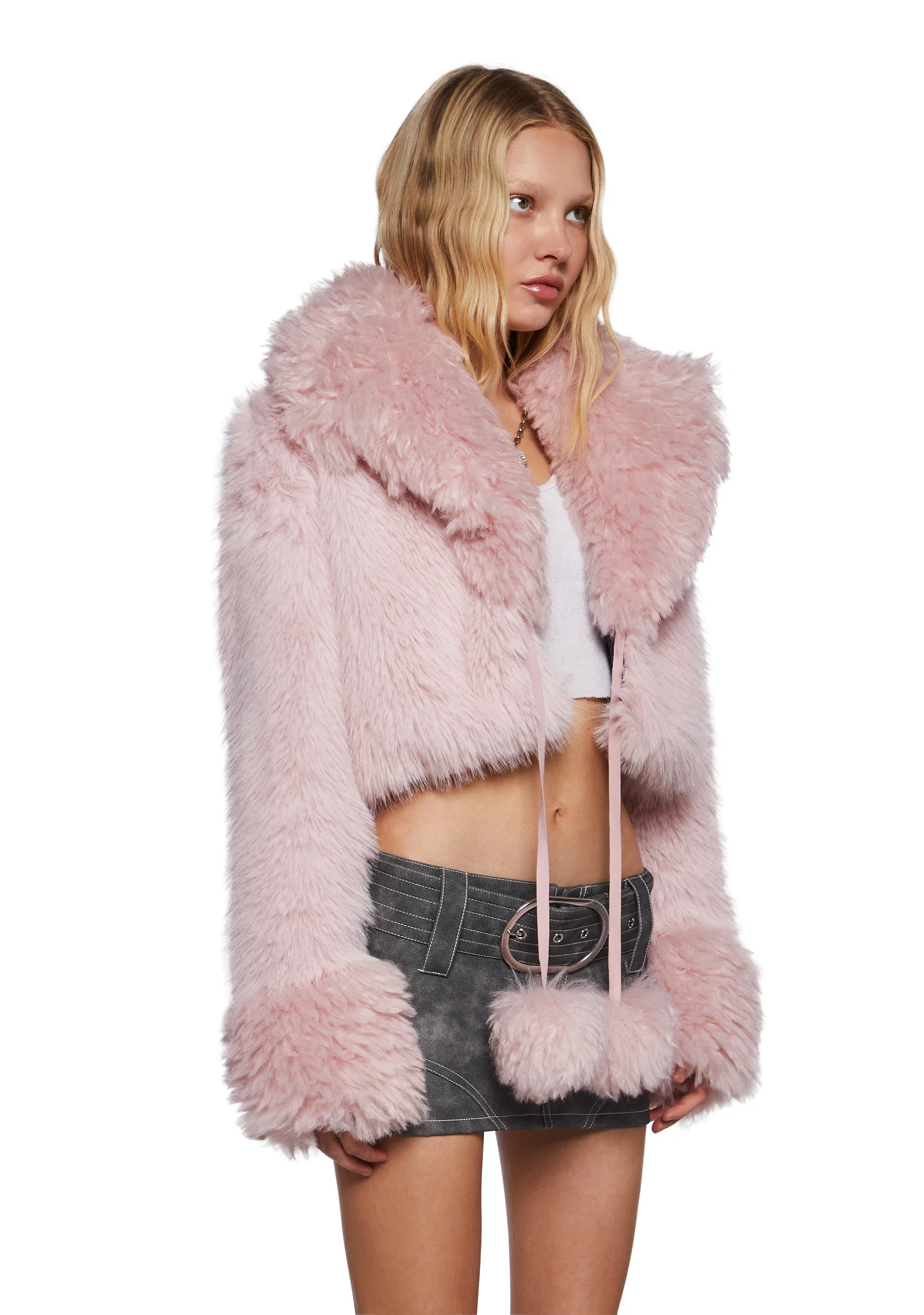 Clare Faux Fur Cropped Jacket - Image 3