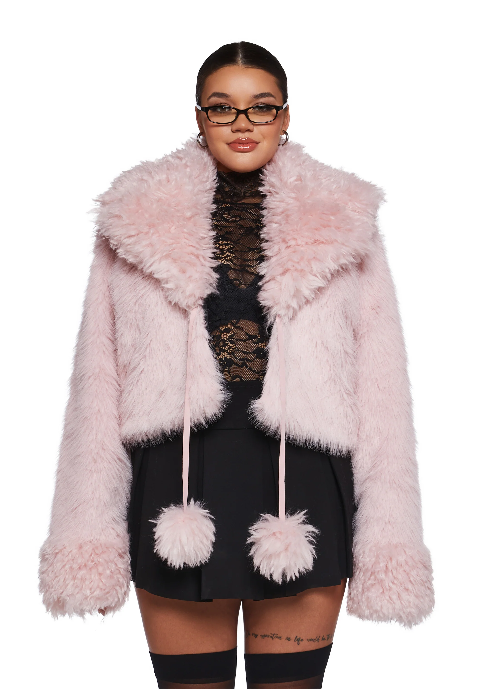 Clare Faux Fur Cropped Jacket - Image 6
