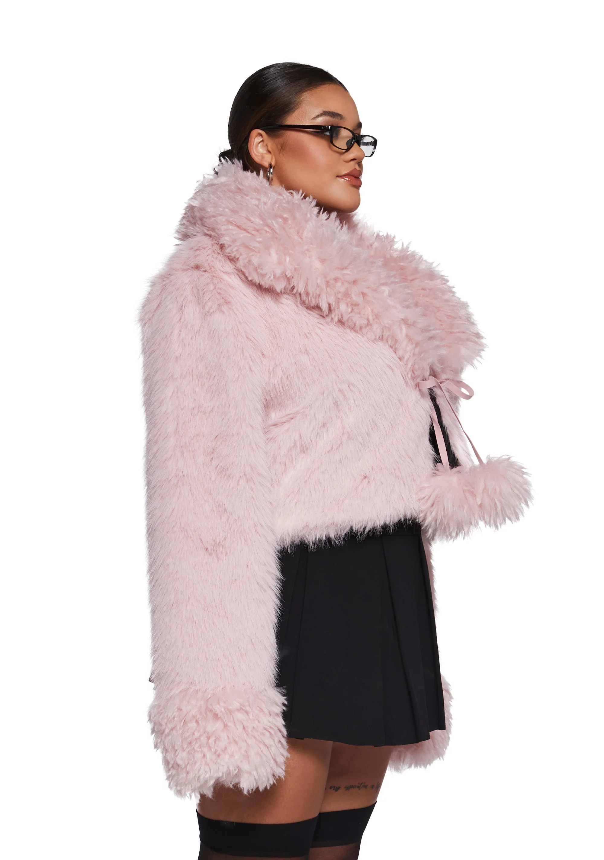 Clare Faux Fur Cropped Jacket - Image 7