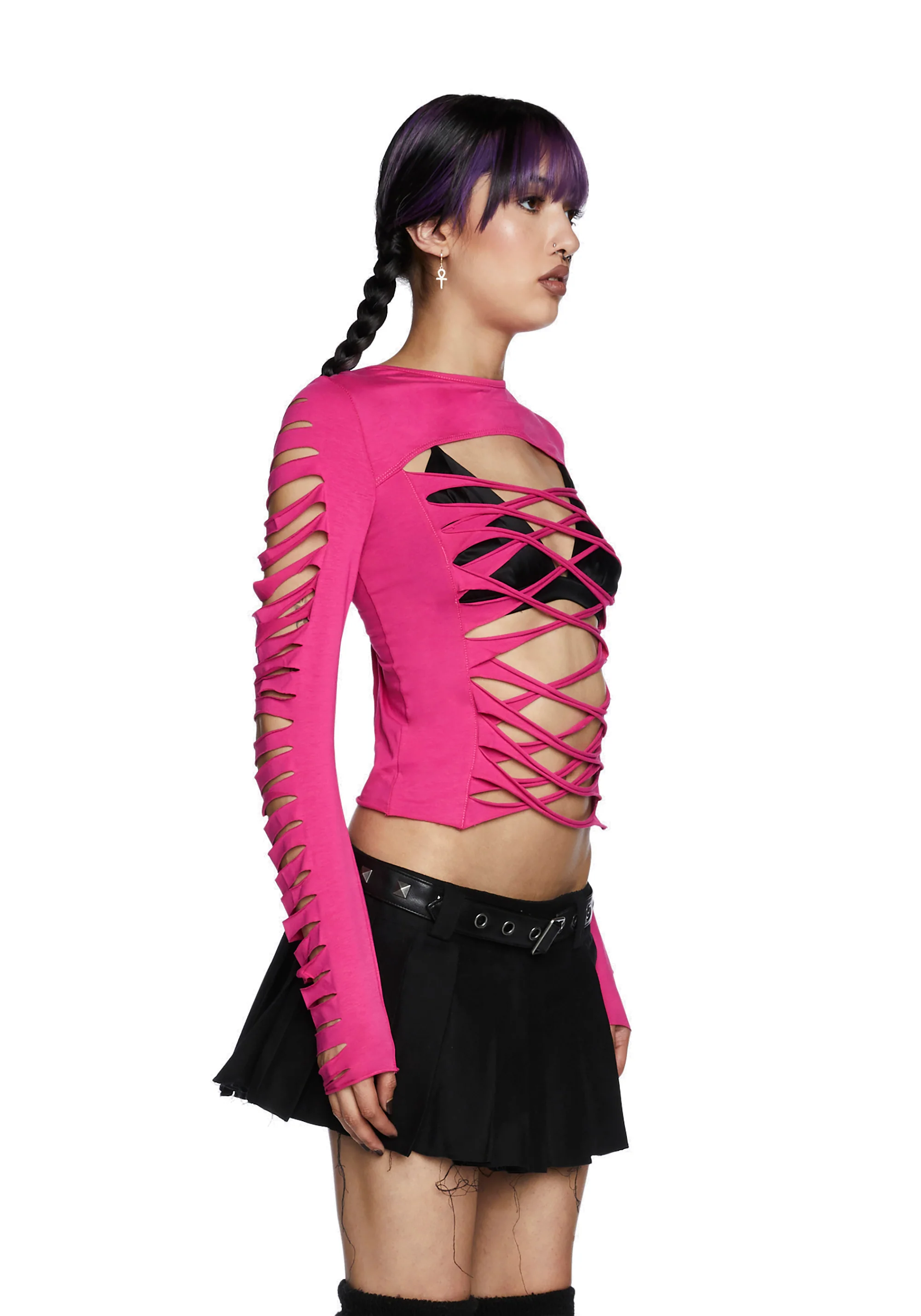 Deviant Curfew Cut-Out Top - Pink - Image 3