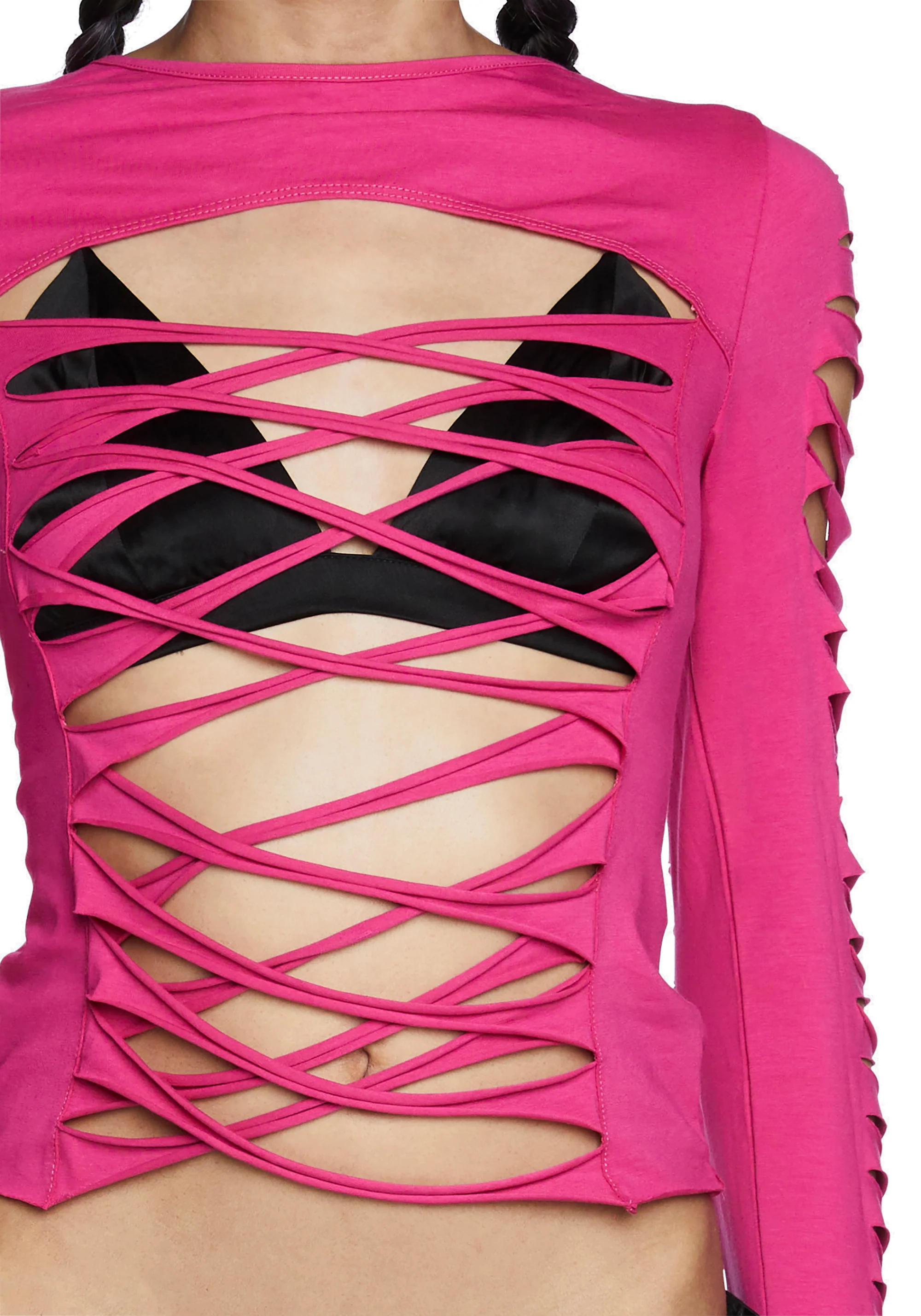 Deviant Curfew Cut-Out Top - Pink - Image 5