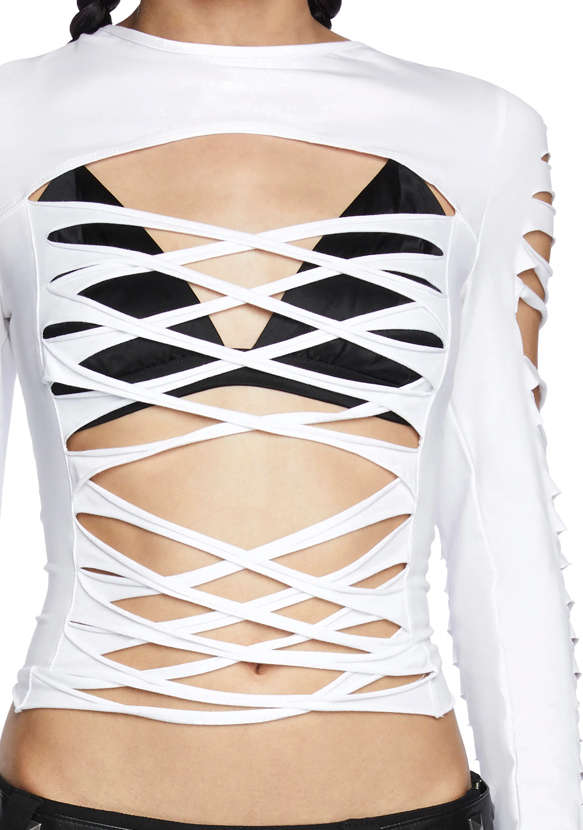 Deviant Curfew Cut-Out Top - White - Image 5