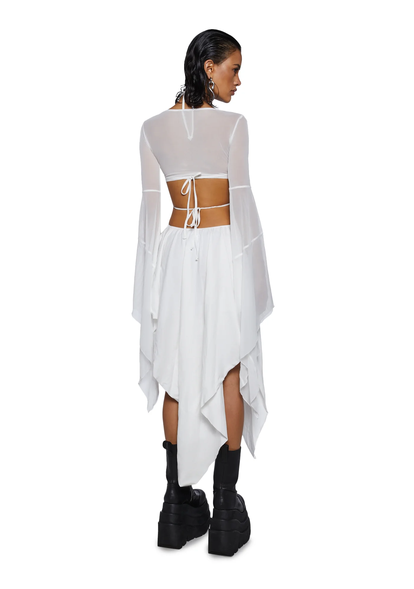 Echo Asymmetrical Mesh Wrap Dress - Image 4