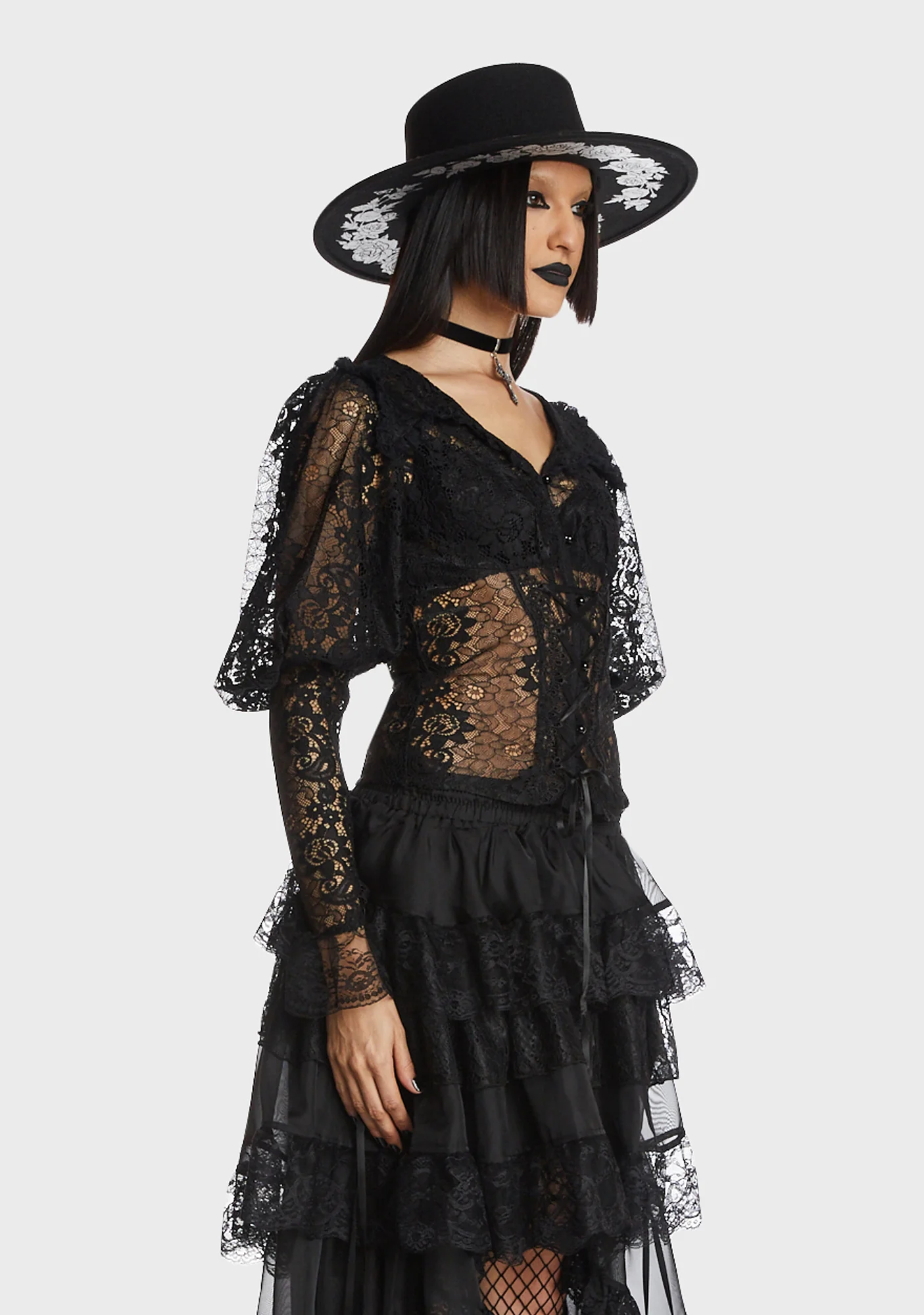 Gothic Sexy Lace Blouse - Image 3
