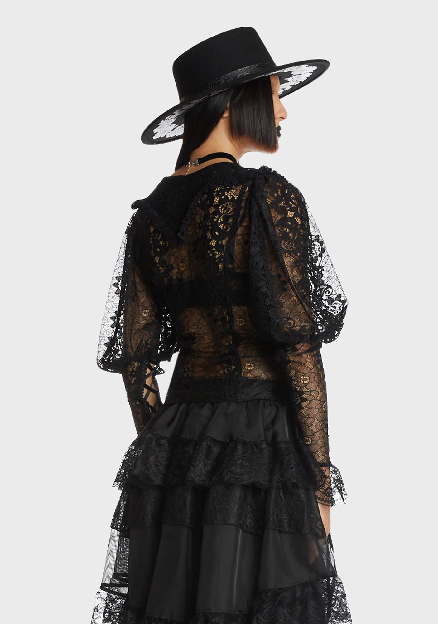 Gothic Sexy Lace Blouse - Image 4