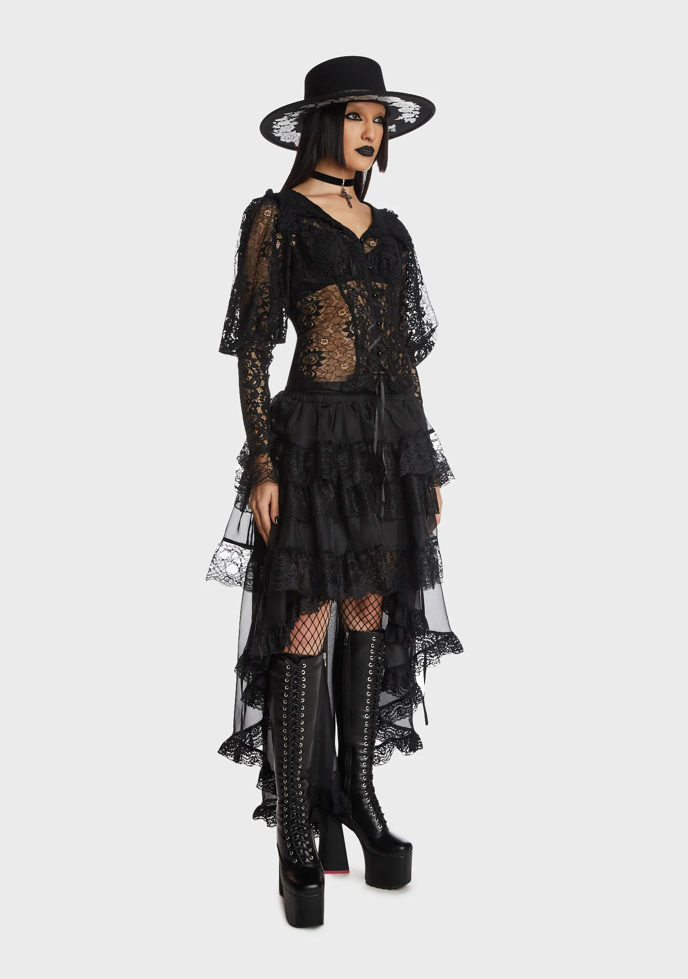 Gothic Sexy Lace Blouse - Image 5