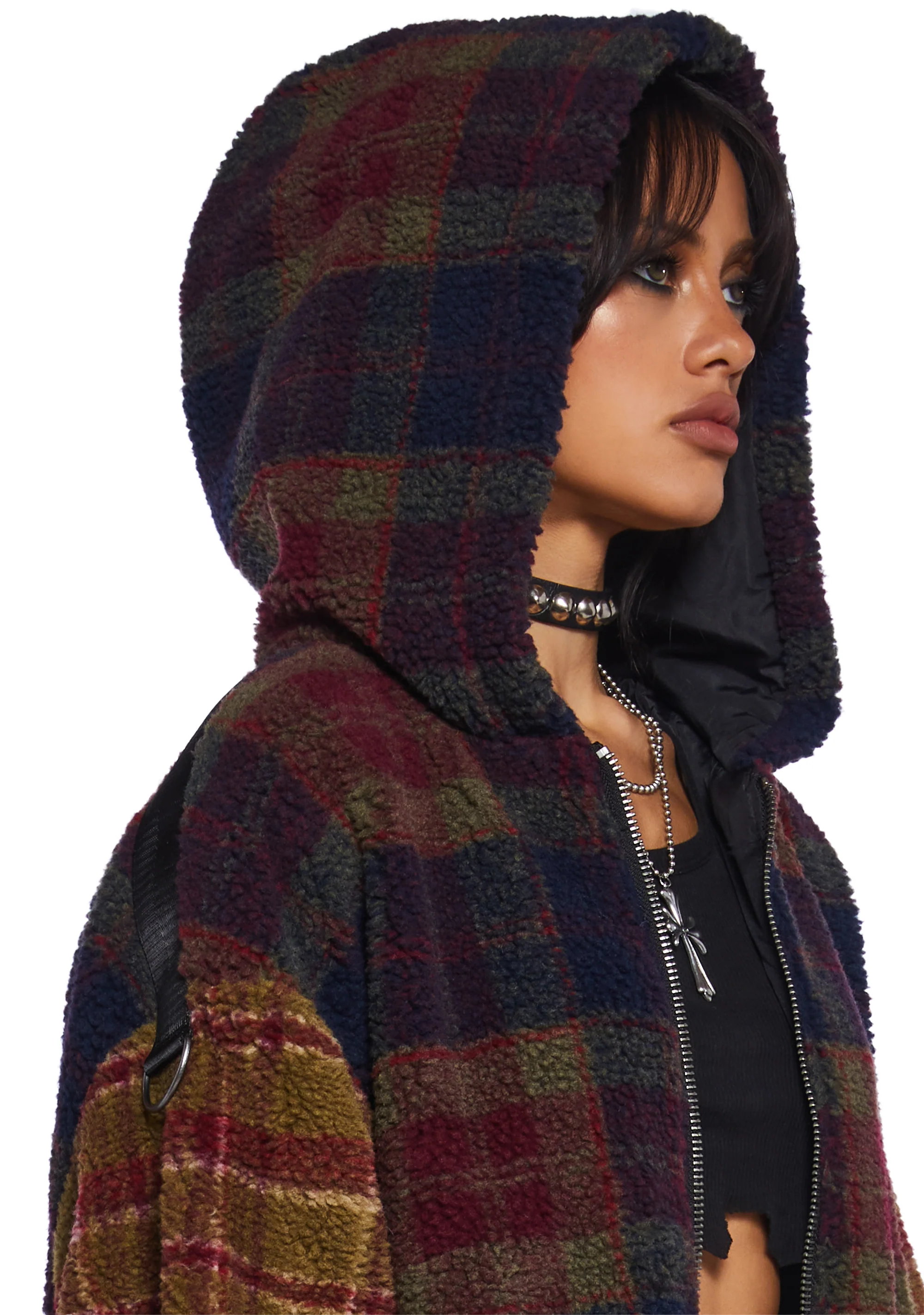 I Don’t Care Hooded Sherpa Jacket - Image 5