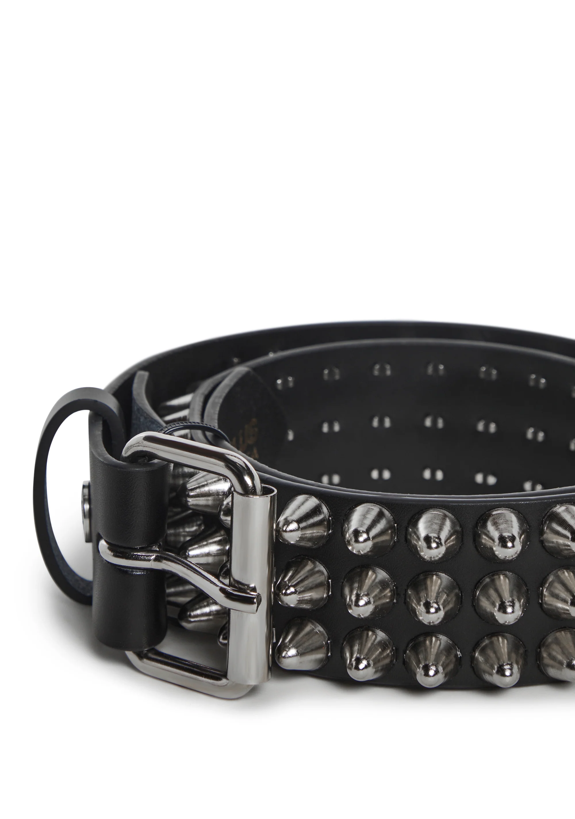 Large Conical Studded Waist Belt - Black - Image 4