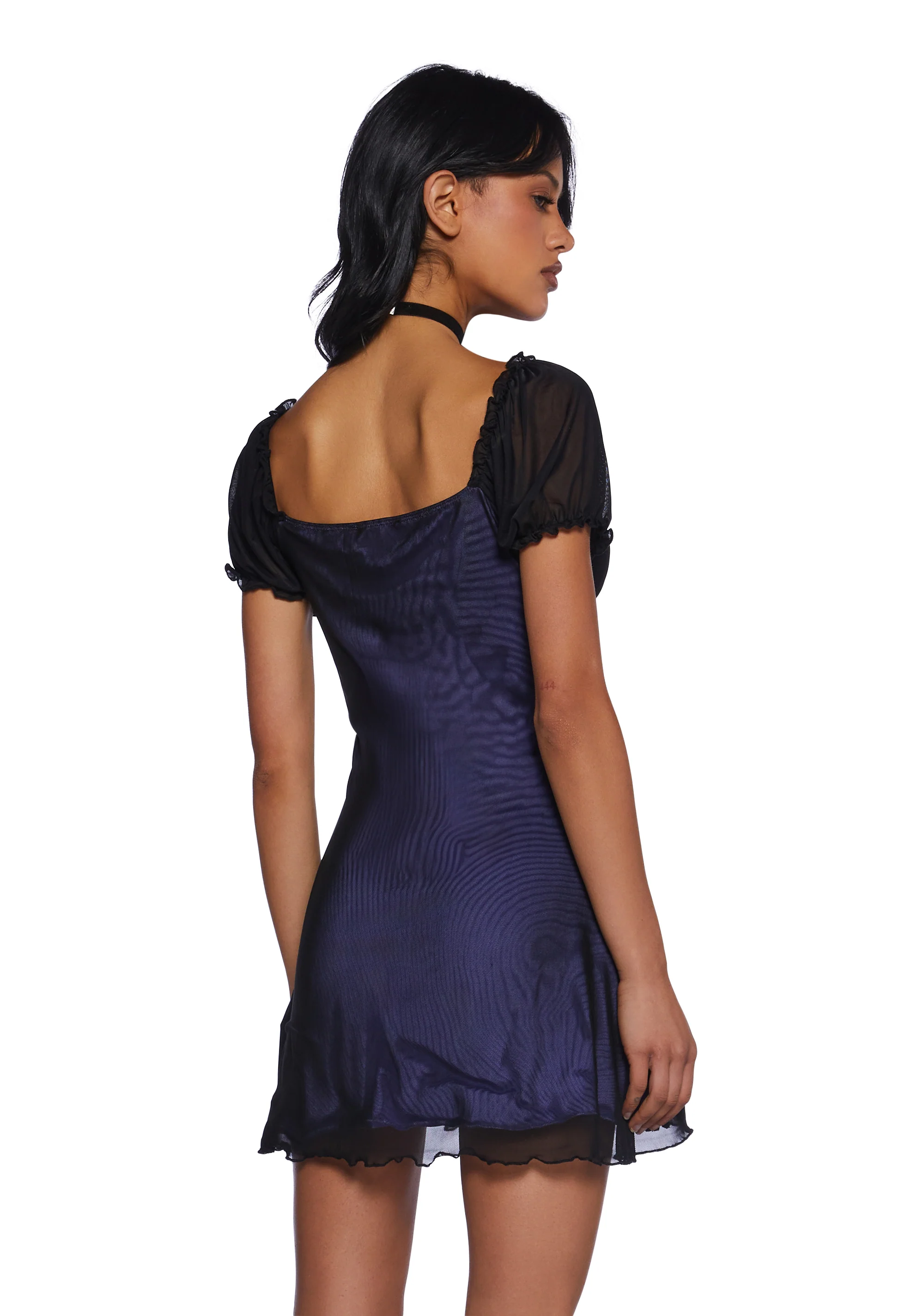Less Conversation Mesh Babydoll Dress - Periwinkle - Image 4