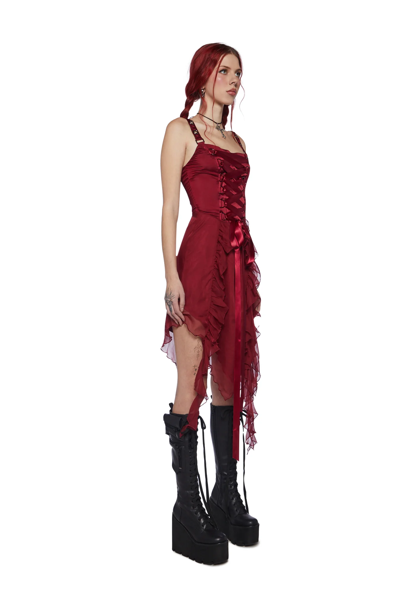 Life's No Fairytale Midi Dress - Burgundy - Image 3