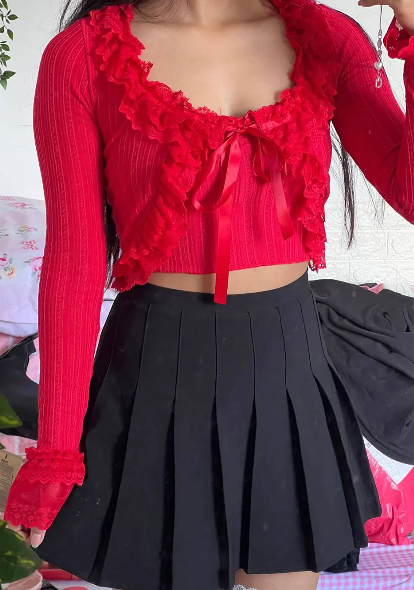 Mistletoe Moves Cardigan Set- Red - Image 6