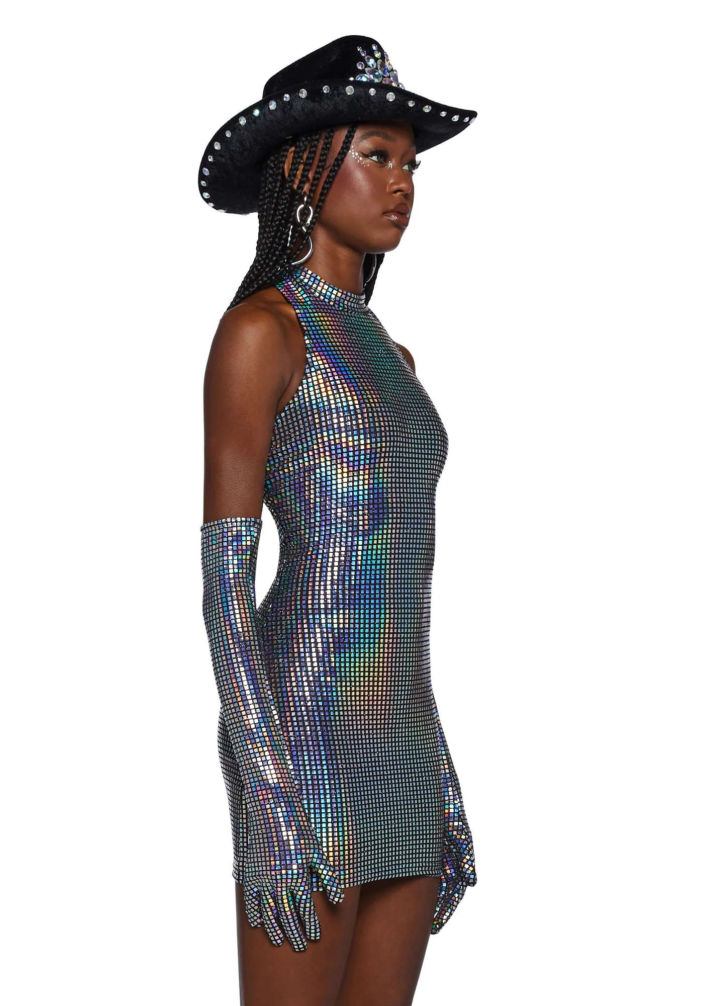 Moon Kissed Mini Dress And Gloves Set - Disco - Image 3