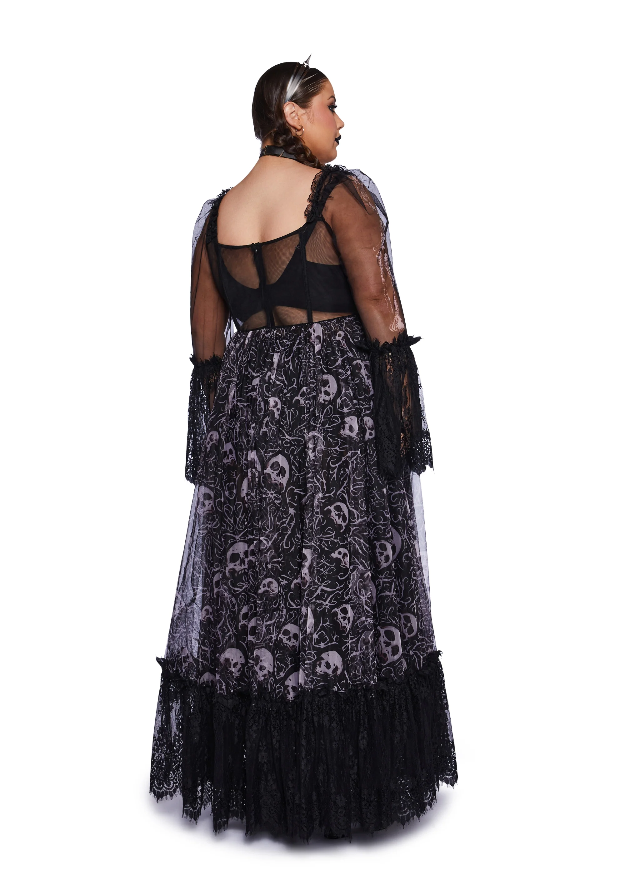 Plus Dance With Death Maxi Dress - Skull - Image 4