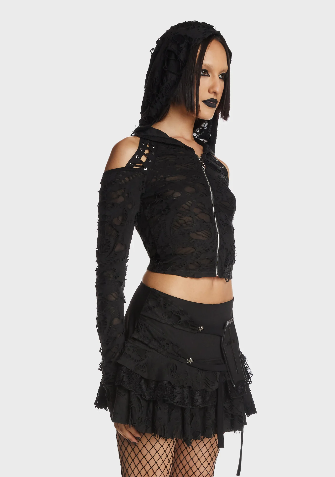 Punk Decadent Shredded Hooded Top - Image 4