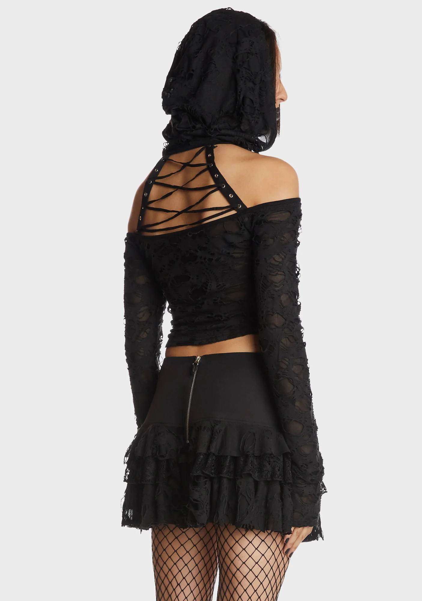 Punk Decadent Shredded Hooded Top - Image 5