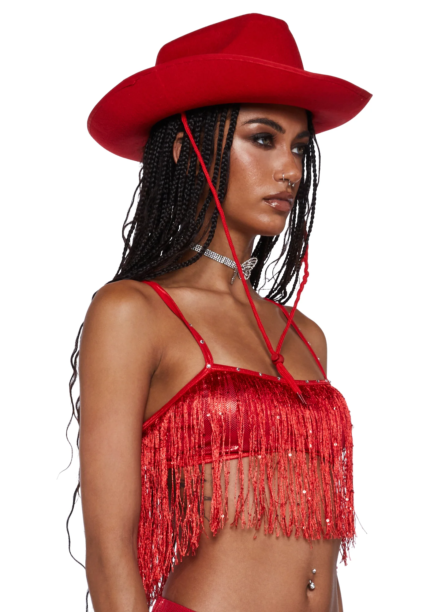 Rave Rodeo Cowgirl Costume - Red - Image 6