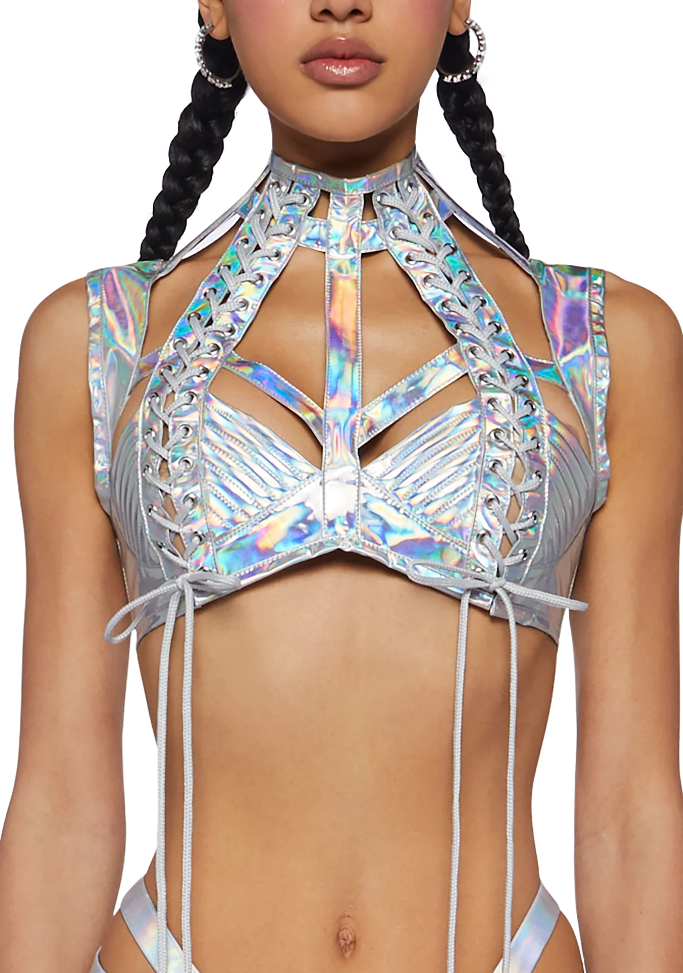 Rude Awakening Harness Bra Top - Holographic - Image 5