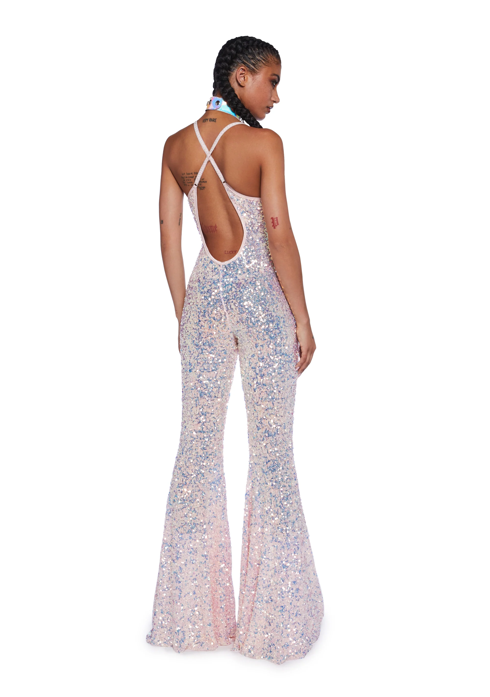 Sparkle Nights Sequin Jumpsuit- Metallic - Image 4