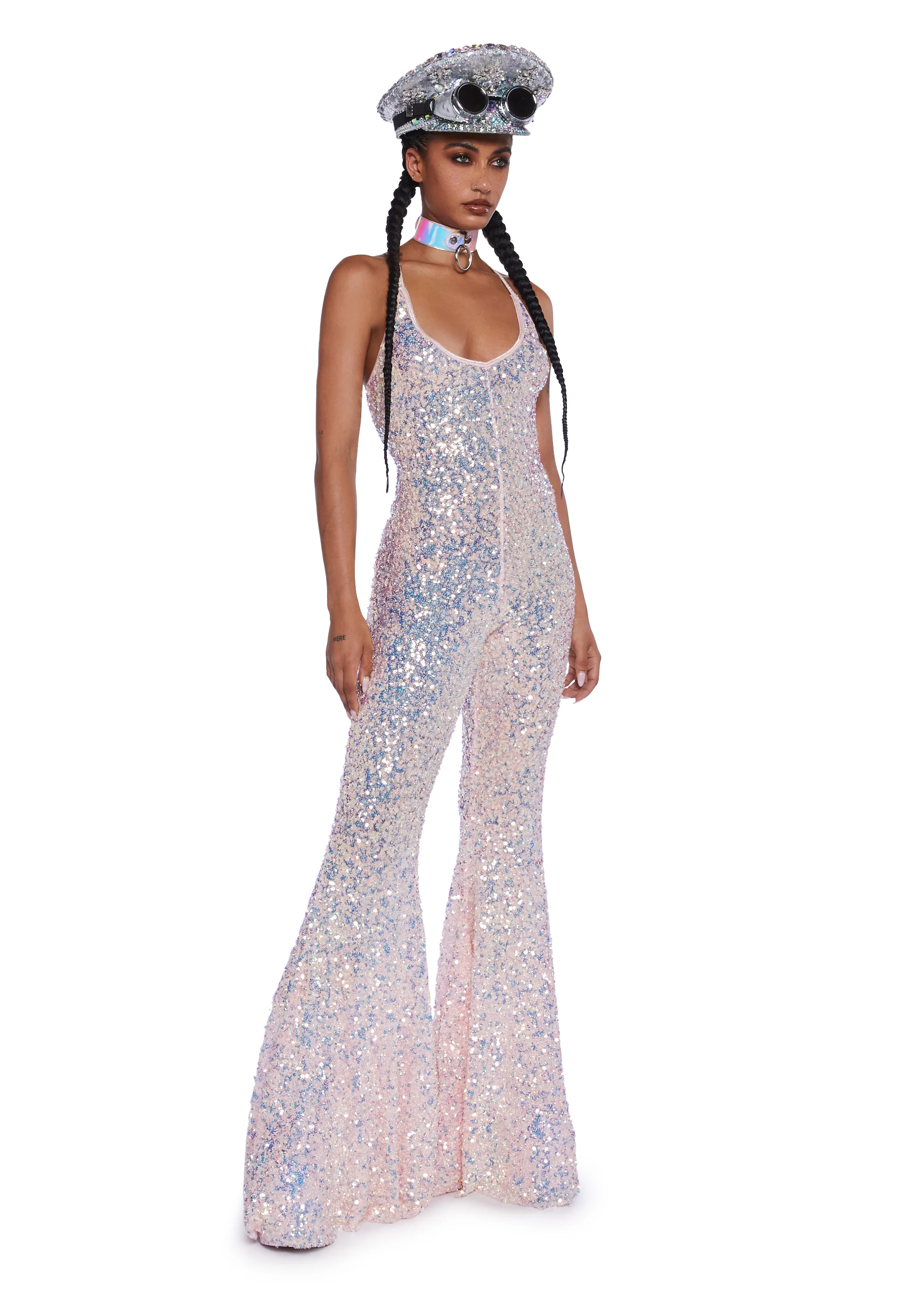 Sparkle Nights Sequin Jumpsuit- Metallic - Image 5