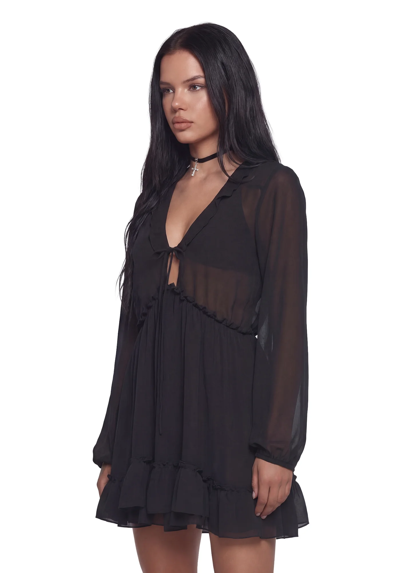 Sunset Chaser Babydoll Dress - Black - Image 3