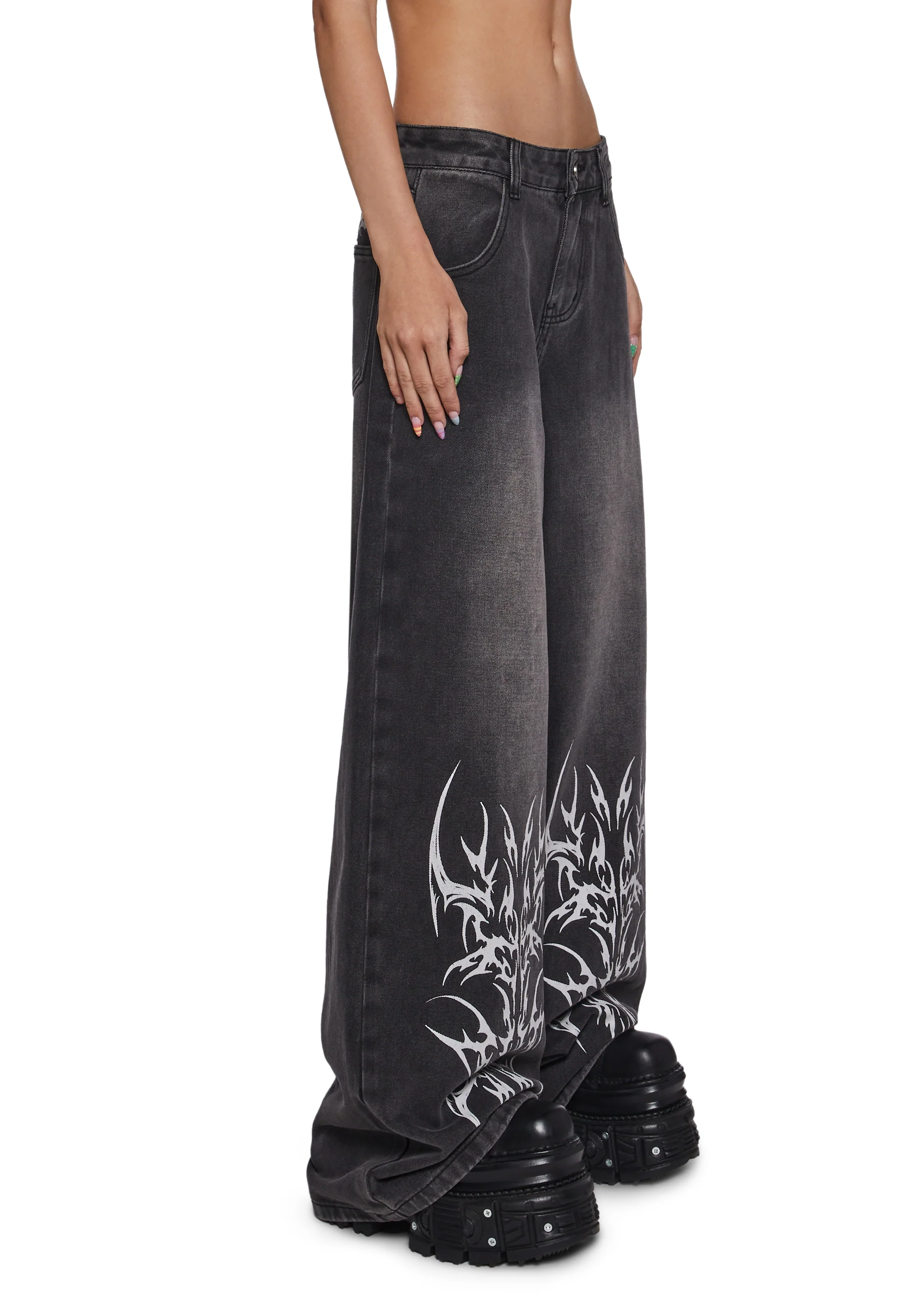 Sinful Attitude Wide Leg Jeans - Abstract - Image 3