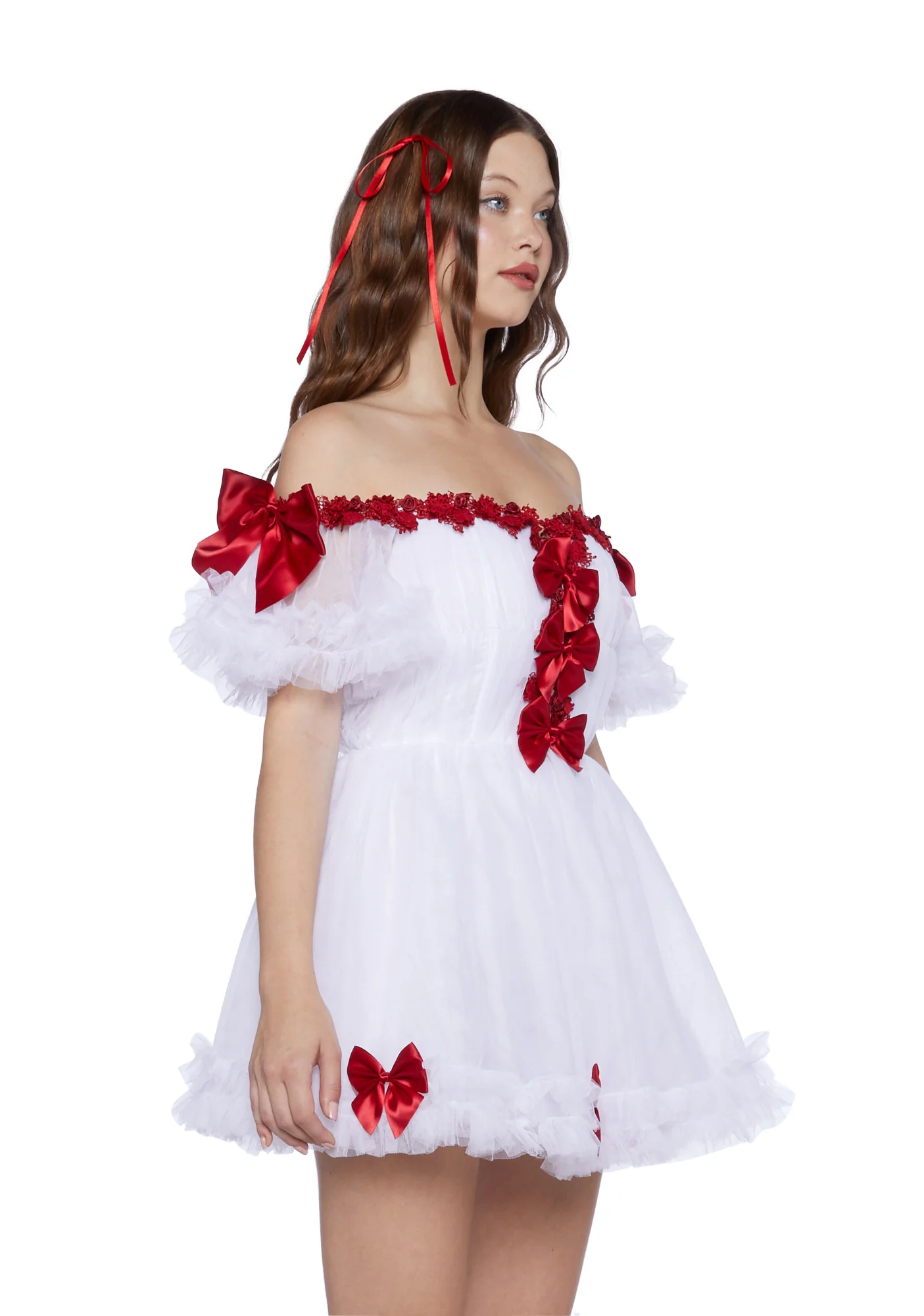 Winter Rose Mini Dress - White - Image 3