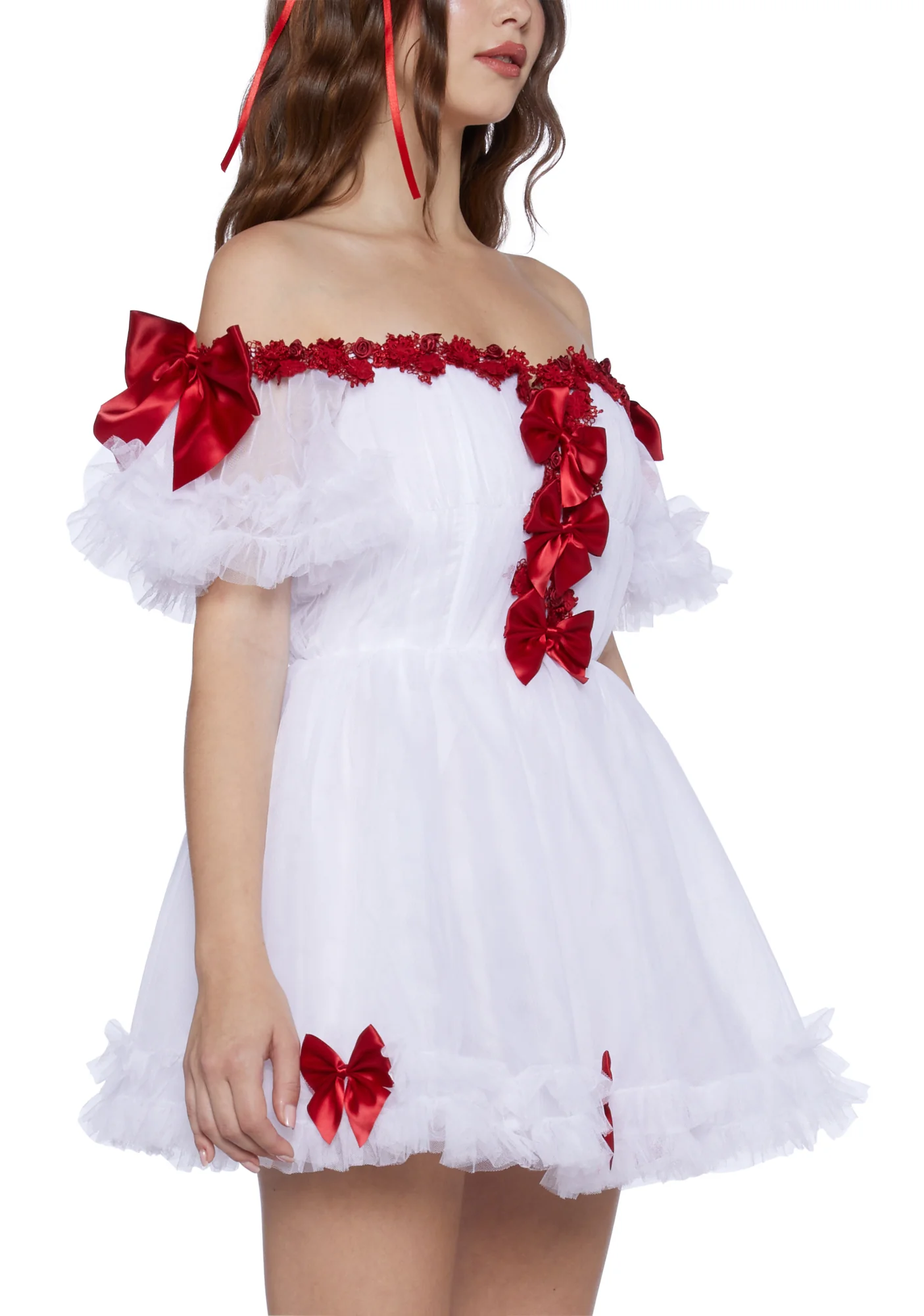 Winter Rose Mini Dress - White - Image 5