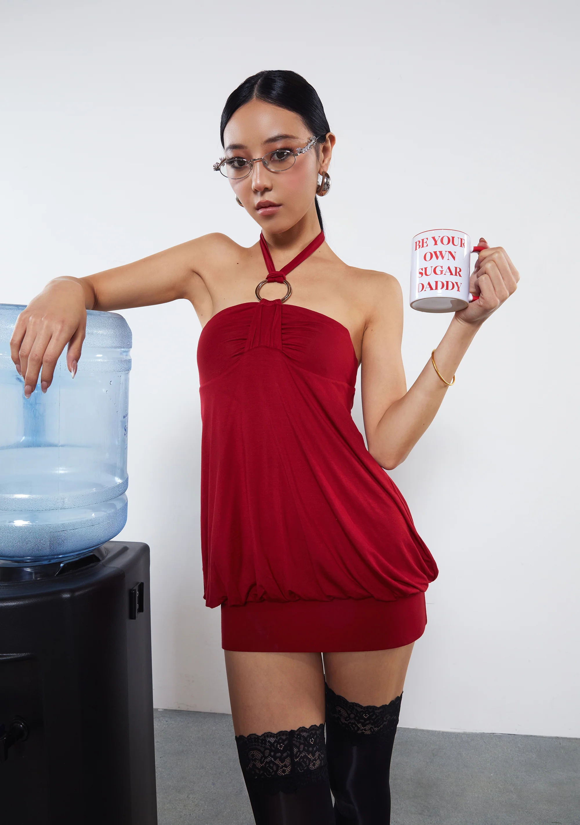 Y2K Bubble Mini Dress - Red - Image 7